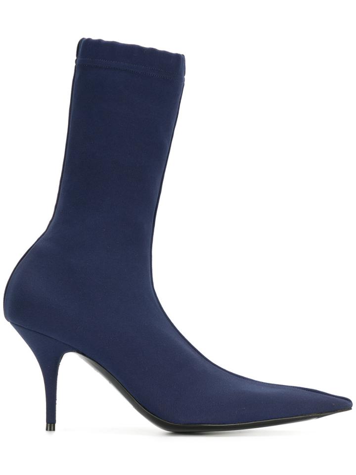 Balenciaga Knife Crepe Booties - Blue