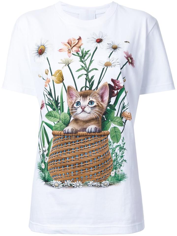 Wall Cat And Flower Print T-shirt