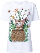 Wall Cat And Flower Print T-shirt