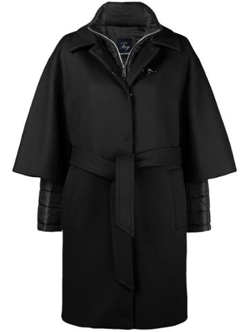 Fay Layered Belted Coat - Black