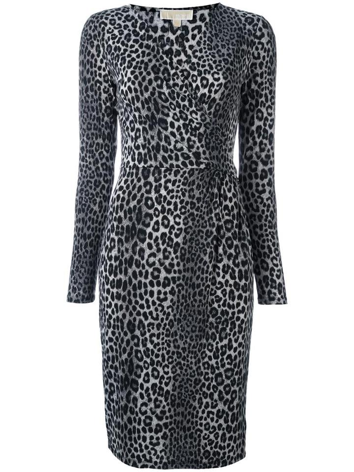 Michael Michael Kors Leopard Print Dress, Women's, Size: Xs, Grey, Polyester/spandex/elastane