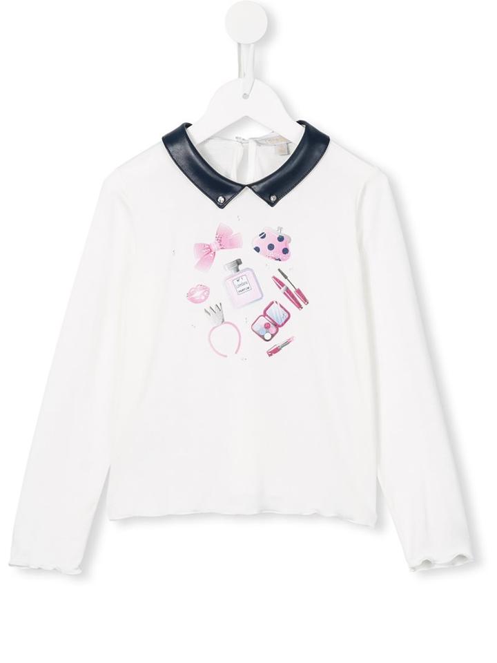 Loredana Make-up Print Top, Toddler Girl's, Size: 4 Yrs, White