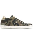 Leather Crown Camouflage Print Sneakers - Green