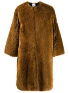 Roseanna Grizzly Alec Faux Fur Coat - Brown