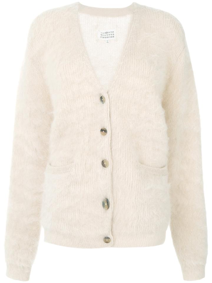 Maison Margiela Textured V-neck Cardigan - Nude & Neutrals