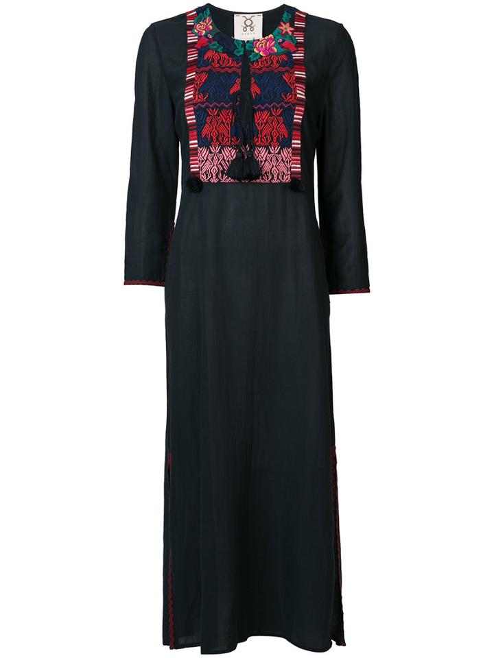 Figue Embroidered Kaftan Dress, Women's, Size: Medium, Blue, Cotton/viscose
