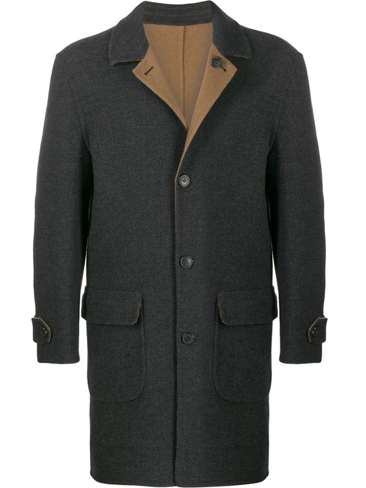 Corneliani Single-breasted Fitted Coat - Brown