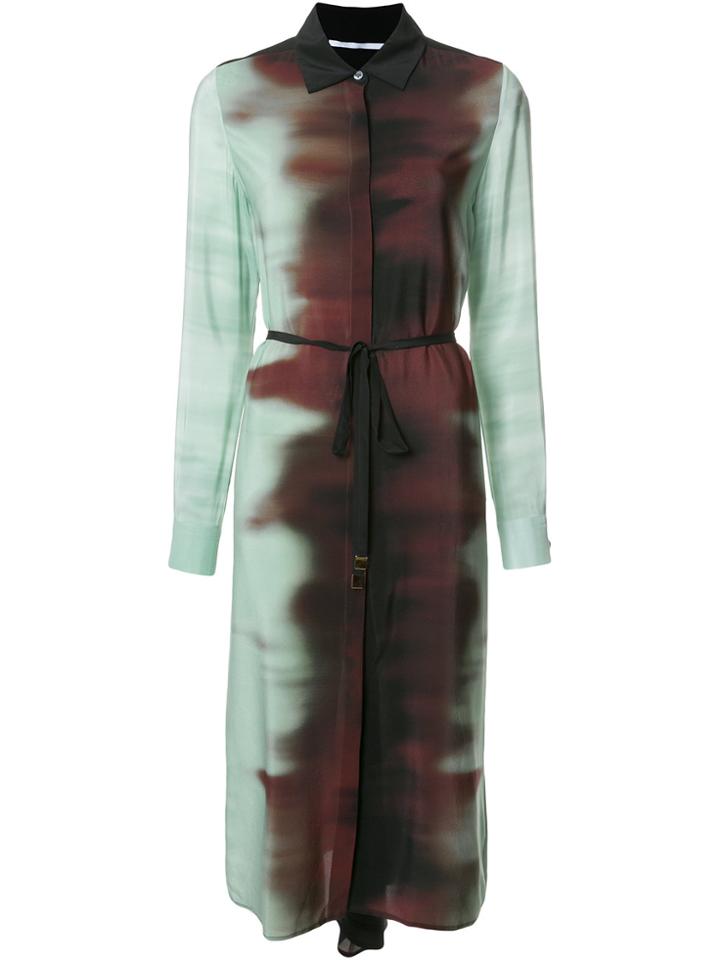 Rosetta Getty Ombré Tie Waist Shirt Dress - Green