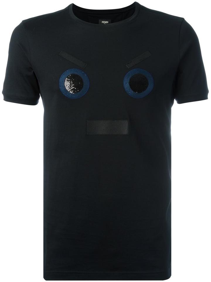 Fendi No Words T-shirt, Men's, Size: 52, Black, Cotton/polyester