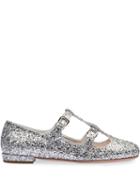 Miu Miu Glitter Buckle Ballerina Flats - Silver