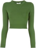 Opening Ceremony Cut-out Sleeve Cropped Sweater, Women's, Size: S, Green, Nylon/spandex/elastane/viscose