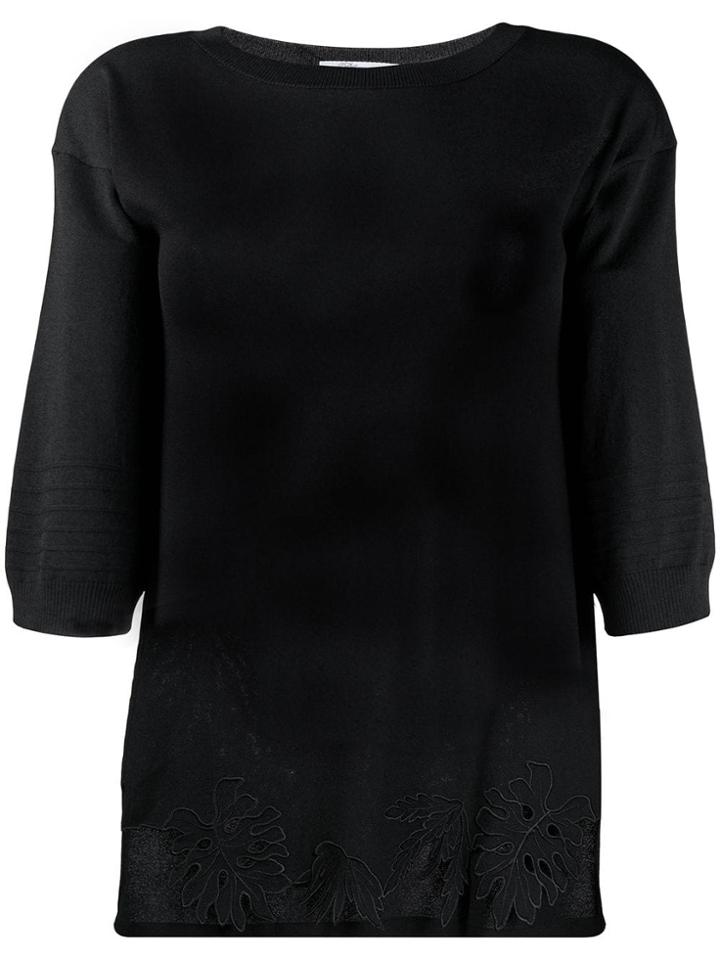 Blumarine Leaf Knitted Top - Black