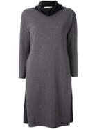 Fabiana Filippi Contrast Cowl Neck Dress, Women's, Size: 46, Grey, Silk/spandex/elastane/merino