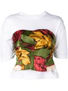 Junya Watanabe Floral Print Bustier T-shirt - White