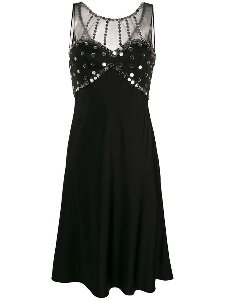 Moschino Embellished Mesh Neck Dress - Black