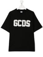Gcds Kids Fluffy Logo T-shirt - Black