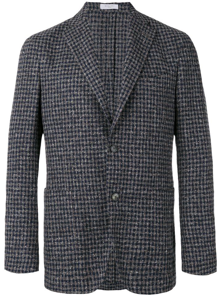 Boglioli Boucle Blazer, Men's, Size: 48, Blue, Linen/flax/polyamide/cupro