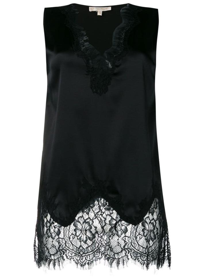 Gold Hawk Floral Lace Inserts Blouse - Black