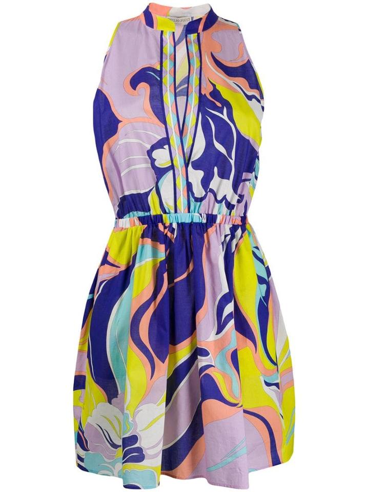 Emilio Pucci Sleeveless Floral Ruched Dress - Pink