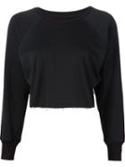 Unravel Cropped Raglan Sleeve Sweatshirt, Women's, Size: Small, Black, Cotton