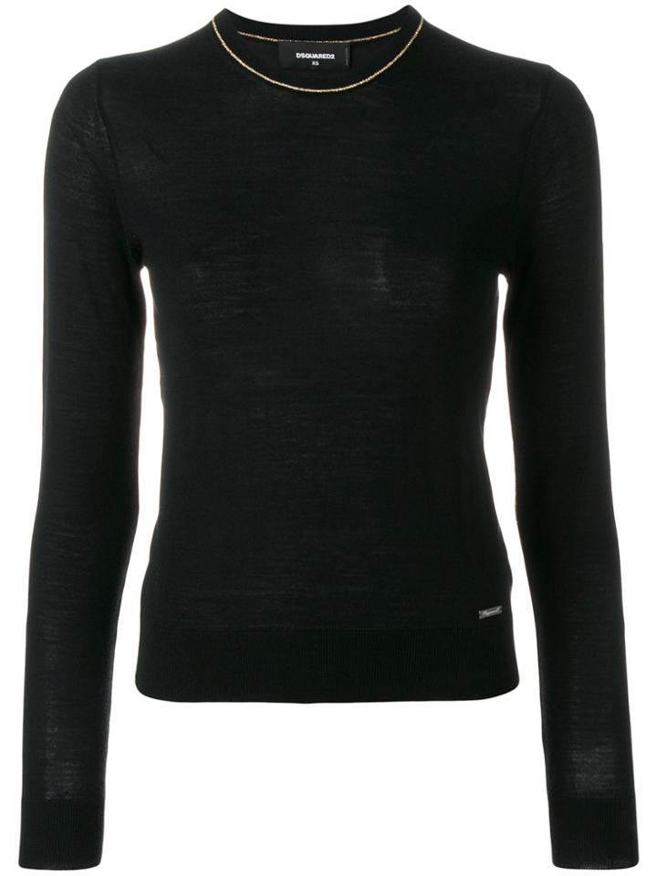 Dsquared2 Contrast Trim Knitted Jumper - Black