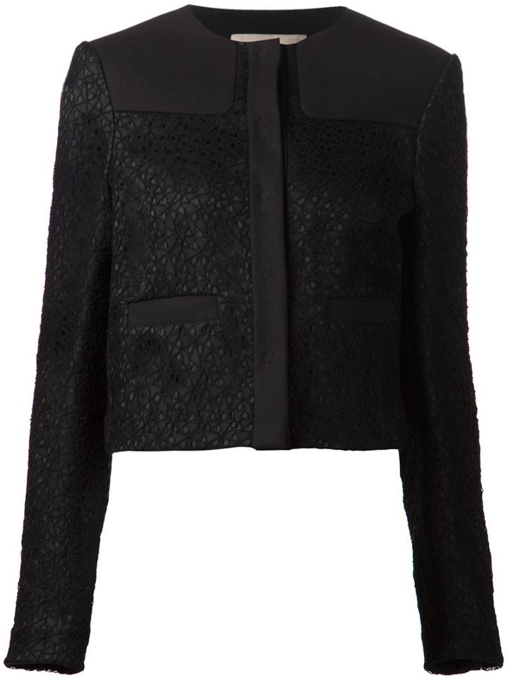 Jason Wu Cropped Lace Jacket, Women's, Size: 4, Black, Cotton/polyamide/viscose/silk