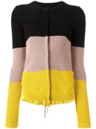 No21 Colour Block Cardigan, Women's, Size: 42, Yellow, Cotton/silk