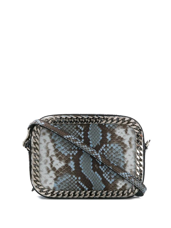 Casadei Snakeskin-print Curb-chain Bag - Blue