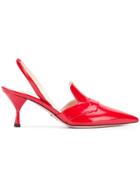 Prada Pointed Toe Slingbacks - Red