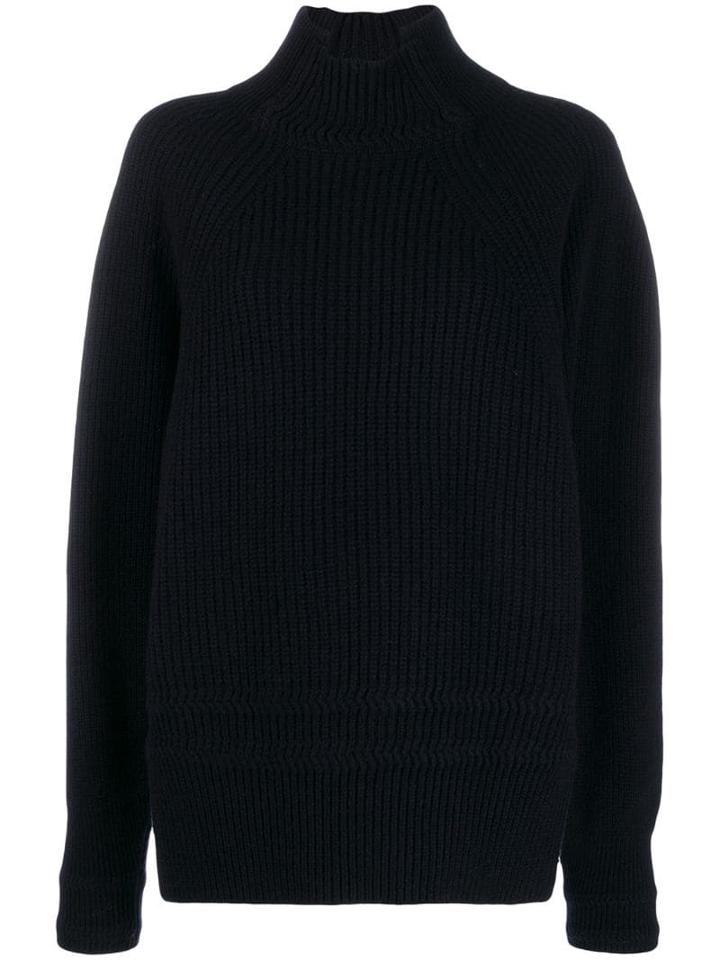 Zucca Ribbed Mock Neck Jumper - Blue