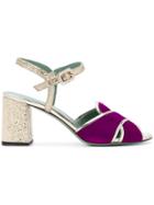 Paola D'arcano Crossover Block-heel Sandals - Pink & Purple
