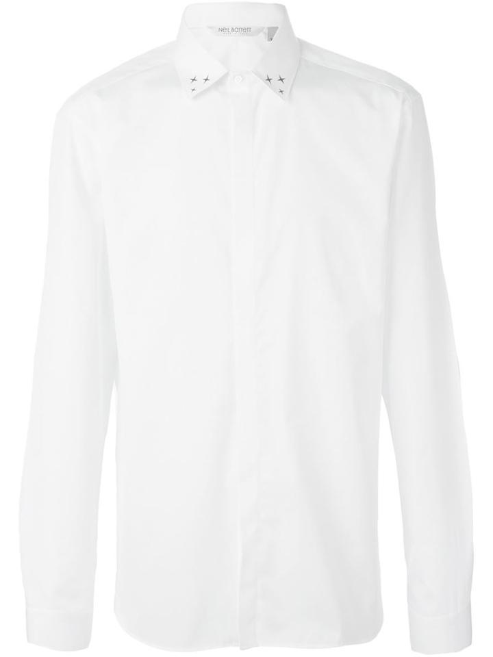 Neil Barrett Star Collar Shirt, Men's, Size: 41, White, Cotton