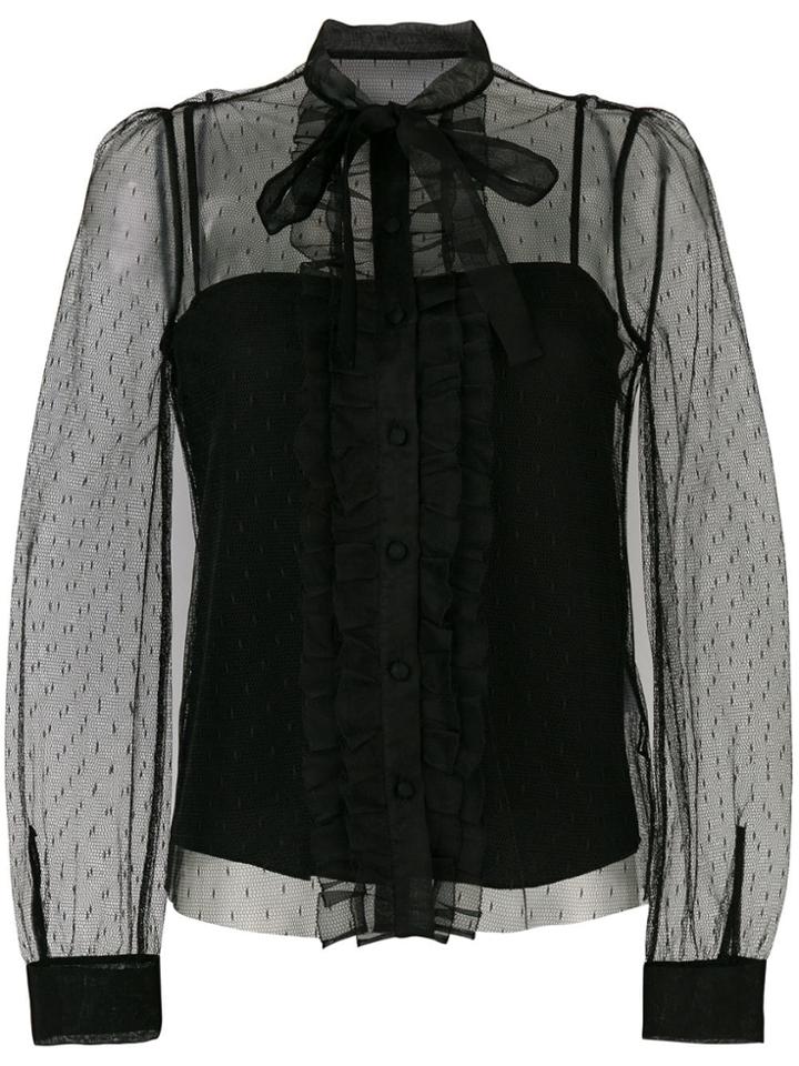 Red Valentino Ruffled Point D'esprit Shirt - Black