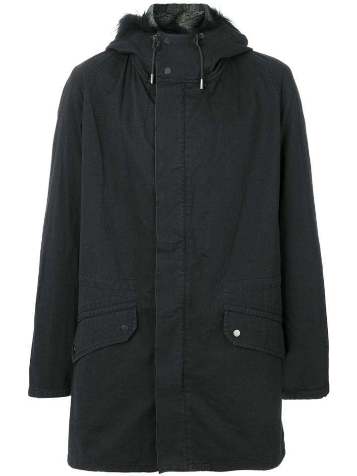 Yves Salomon Fur-trim Parka Coat - Black