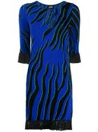 Just Cavalli Cut-out Fringed Mini Dress - Blue