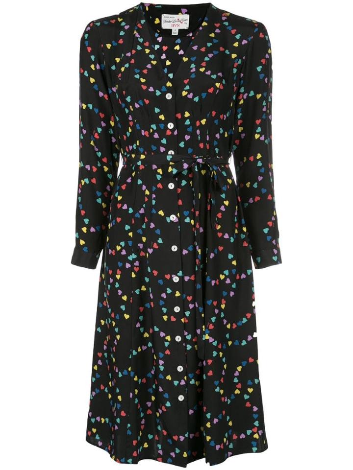 Hvn Heart Print Shirt Dress - Black