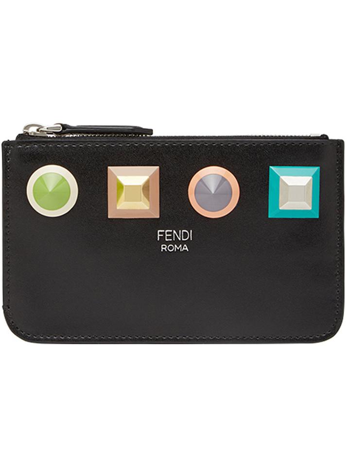 Fendi Geometric Stud Coin Pouch - Black