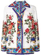 Dolce & Gabbana Majolica Print Quilted Jacket - White