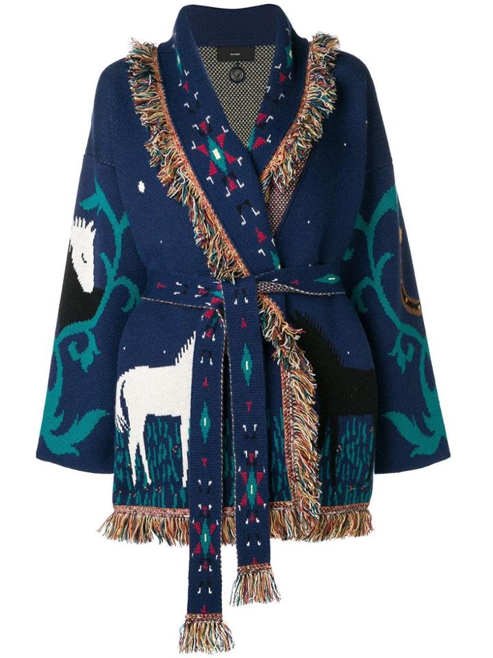 Alanui Horses In Love Cardigan - Blue