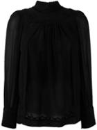 Isabel Marant Étoile Embroidered Long Sleeve Blouse, Women's, Size: 40, Black, Silk/viscose