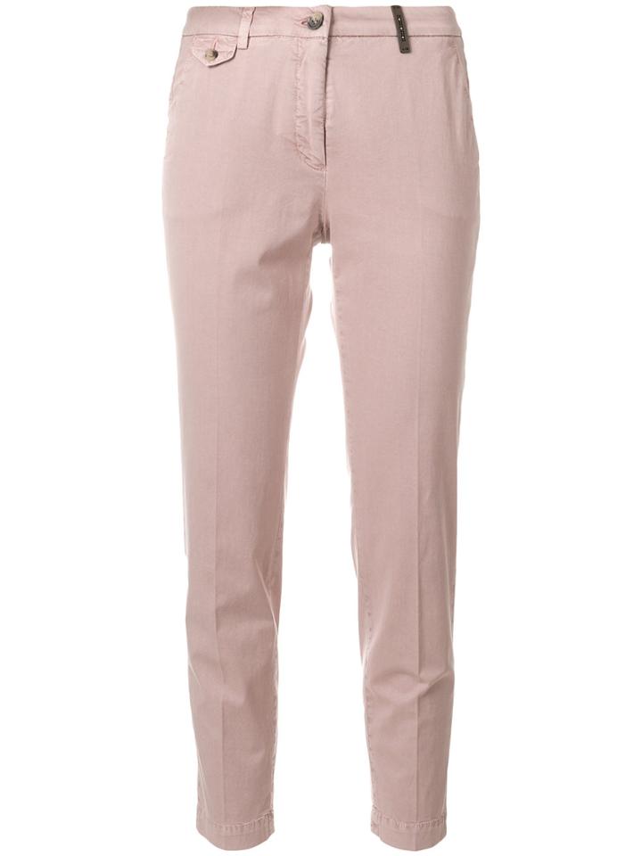 Peserico Fitted Tailored Trousers - Pink & Purple