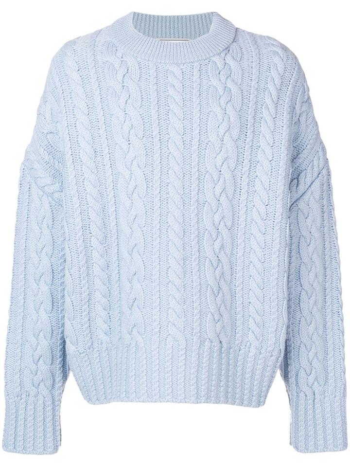 Ami Alexandre Mattiussi Crewneck Cable Knit Oversize Sweater - Blue