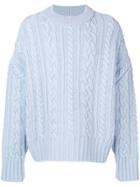 Ami Alexandre Mattiussi Crewneck Cable Knit Oversize Sweater - Blue