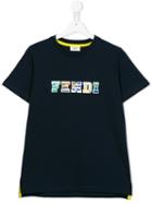 Fendi Kids Logo Print T-shirt, Boy's, Size: 14 Yrs, Blue