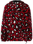 Msgm Animal Print Shearling Hooded Sweater - Red