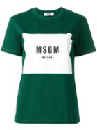 Msgm Logo Print T-shirt, Women's, Size: Large, Green, Cotton