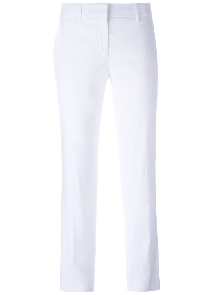 Prada Cropped Trousers, Women's, Size: 48, White, Cotton/spandex/elastane/polyimide