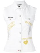 Gemma Denim Gilet - Women - Cotton/spandex/elastane - S, White, Cotton/spandex/elastane, Philipp Plein