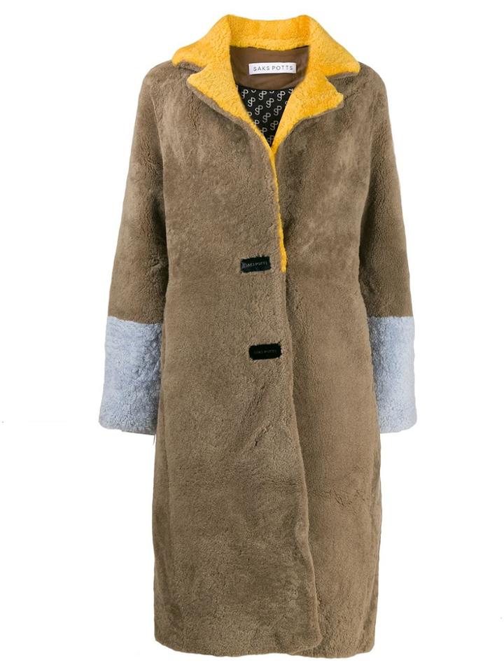 Saks Potts Febbe Colour-blocked Coat - Brown
