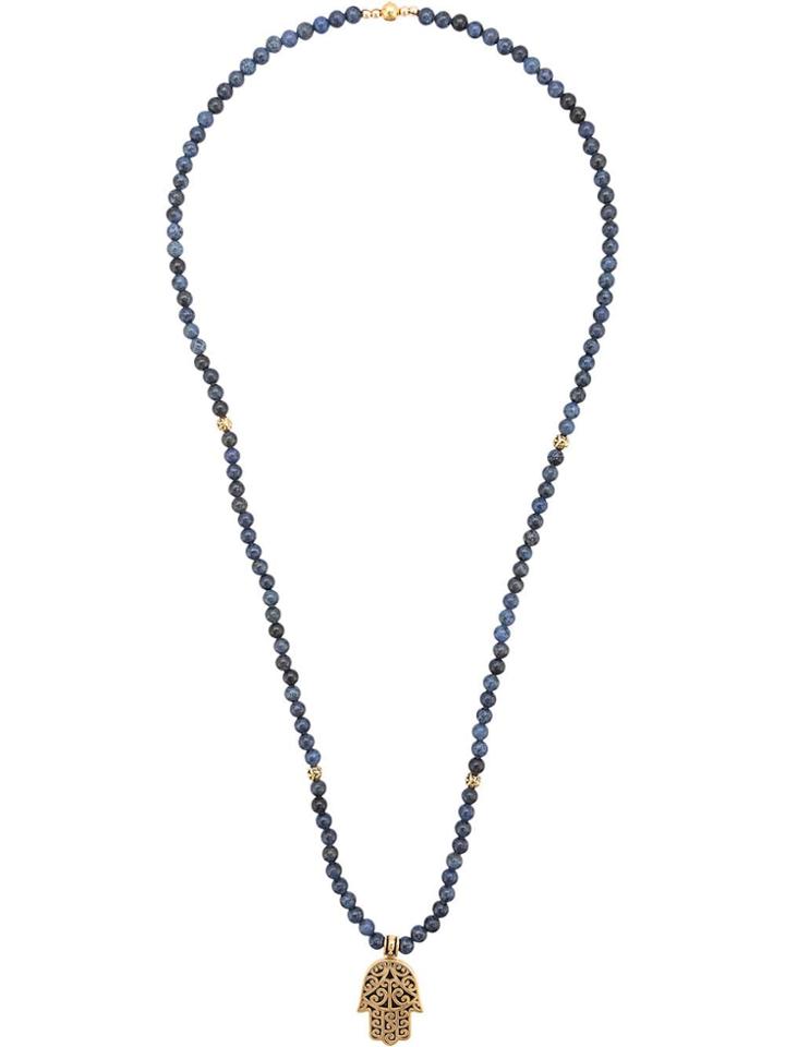 Nialaya Jewelry Hamsa Pendant Beaded Necklace - Blue